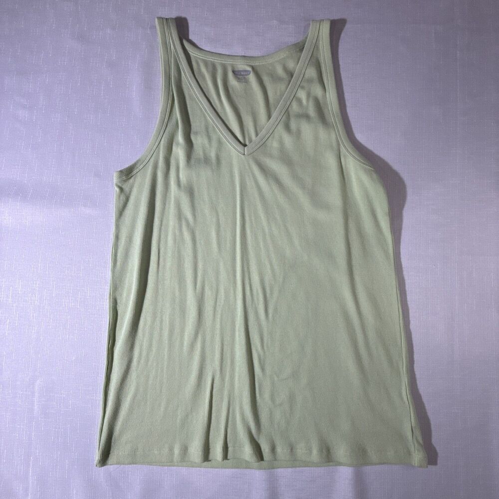 Old Navy Lime Green Ribbed Tank Top V-neck Size XXL Slim Fit